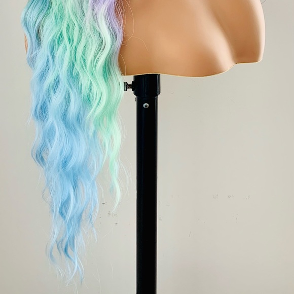 30” Unicorn Color Premium Fiber Wig with Bangs for Events or Daily Wear - Picture 9 of 13